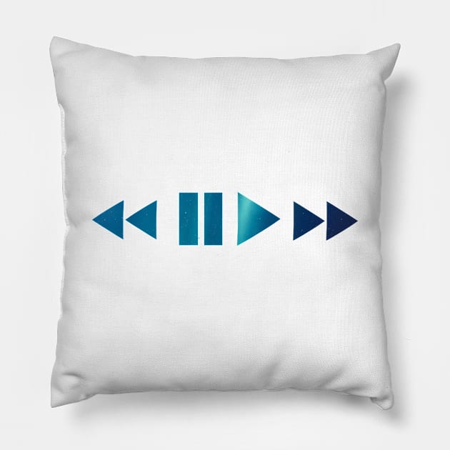 Space Stars Galaxy Aurora Night Music Play Button Pillow by yellowpomelo