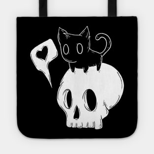 Skull and kitty Tote