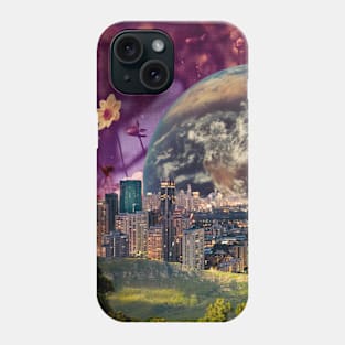 A Cosmic Collage of Stars and Skyscrapers Phone Case