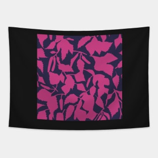 Birch leaves pink on dark blue, seamless pattern Tapestry