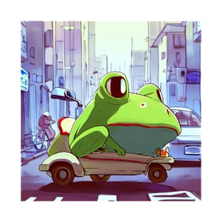 Cartoon anime Frog in Japan street Kawaii T-Shirt