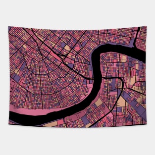 New Orleans Map Pattern in Purple & Pink Tapestry