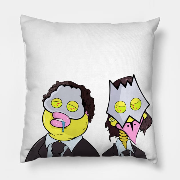 Dope Two masked judges cartoon illustration Pillow by slluks_shop