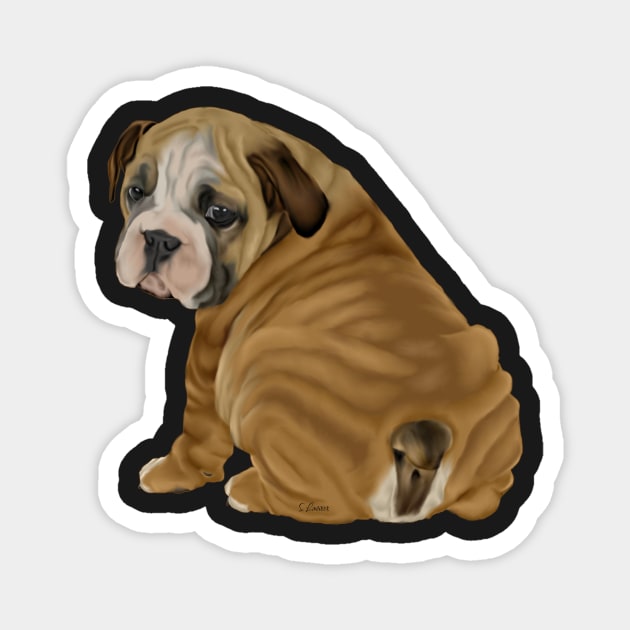 Cute English Bulldog Puppy Magnet by painteddreamsdesigns