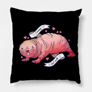 Creepy but cute naked mole rat Pillow