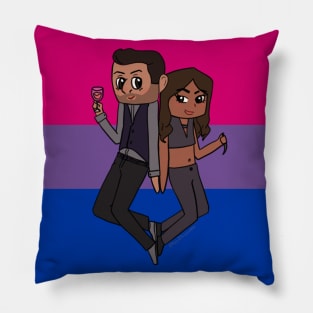 Lucifer and Maze - Bi Pride Pillow