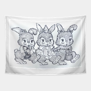 Love Buns on Parade BW Tapestry