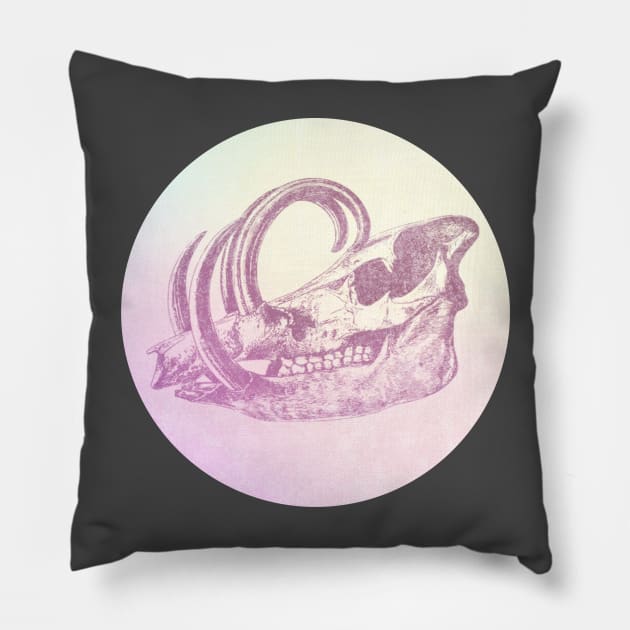 Distressed Pastel Punk Grungy Wild Boar Skull T-shirt Pillow by ichewsyou