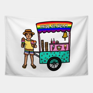 Street food vendor selling gay pride ice cream Tapestry