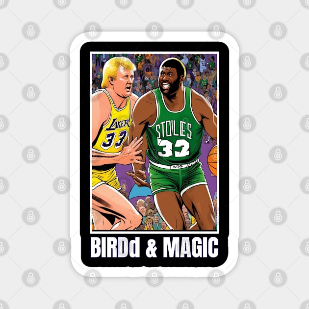 Larry Bird and Magic Johnson victor illustration design Magnet by Nasromaystro