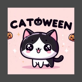 Cute typography pun catoween design - cat kitty kitten kawaii smiling halloween T-Shirt