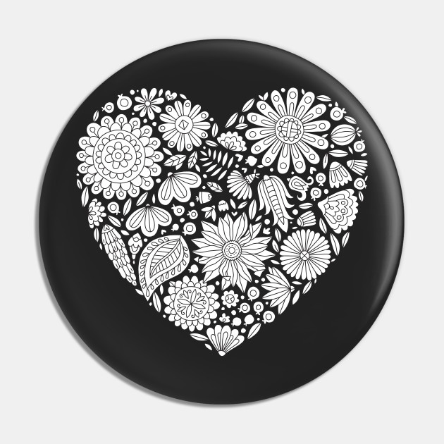 Flower heart coloring pages