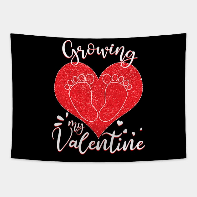 Growing My Valentine - Cool Pregnant Valentines day gift Tapestry by mahmuq