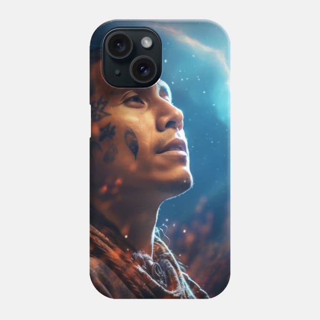 Native Indian Warrior Spirit Fantastic Cosmic Magical Phone Case by Cubebox