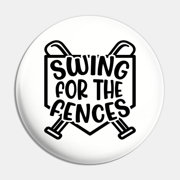 Swing For The Fences Baseball Boy Softball Girl Cute Funny Pin by GlimmerDesigns