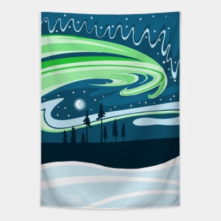 Dancing Northern lights in the sky Tapestry