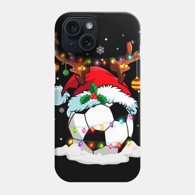 Reindeer Santa Hat Soccer Christmas Lights Xmas Phone Case by Dunnhlpp