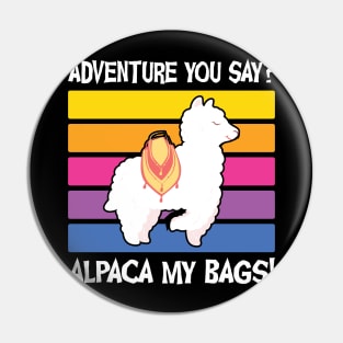 Alpaca vintage adventure Pin