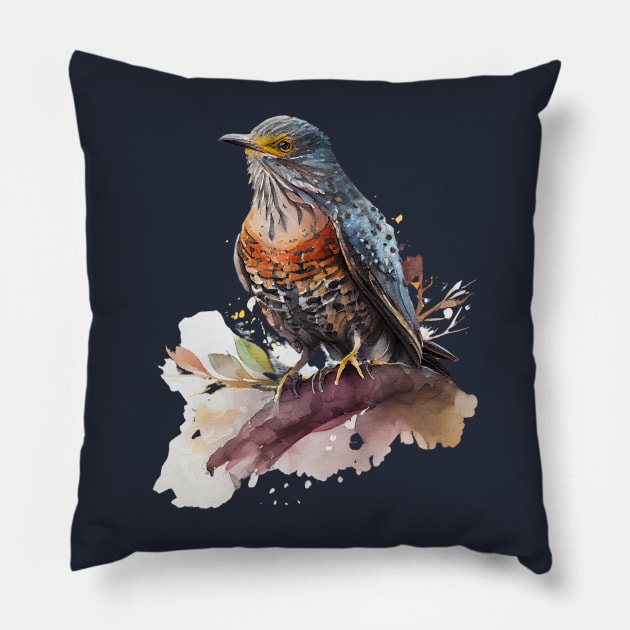 Cuckoo Bird On A Tree Pillow by CreativeDesignsx