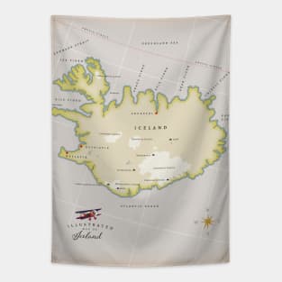 Vintage map of Iceland Tapestry