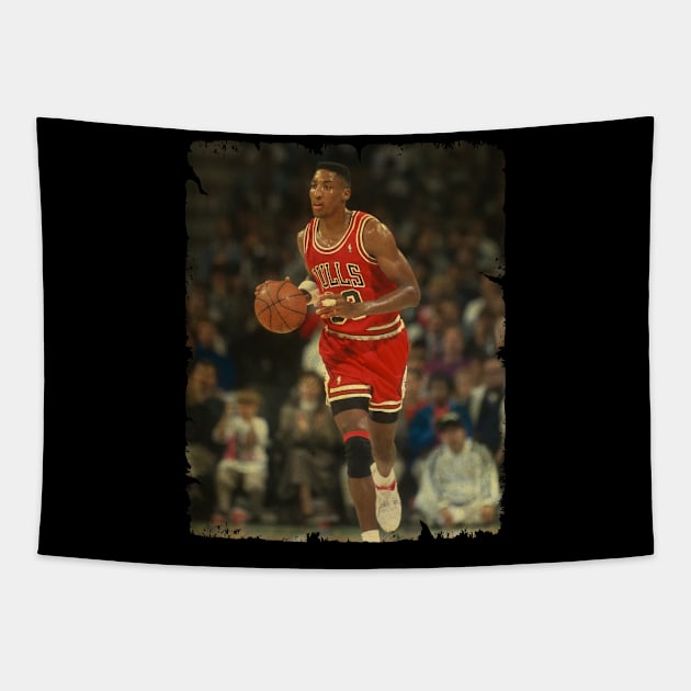 Scottie Pippen - Vintage Design Of Basketball Tapestry by JULIAN AKBAR PROJECT