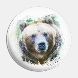 Grizzly Bear Animal Wildlife Forest Nature Adventure Hunt Spotlight Digital Painting Pin