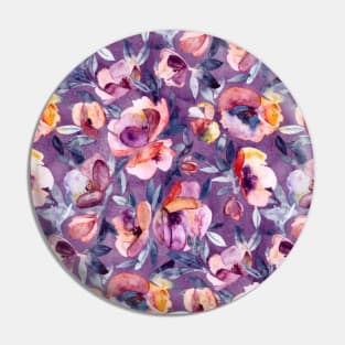 May Afternoon - a watercolor floral in purple and peach Pin