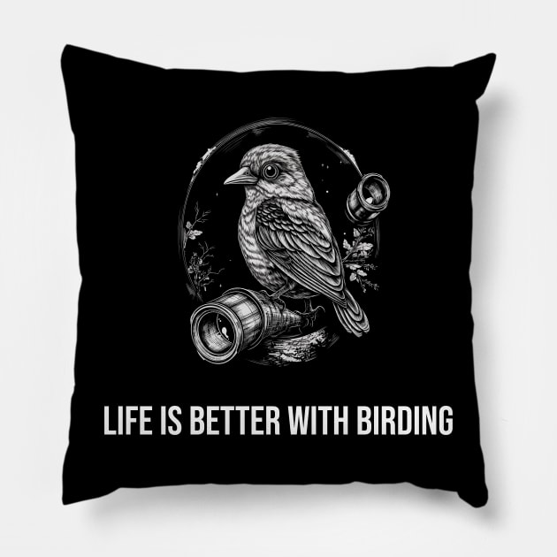 Bird watching , Bird Watching Gift, Bird Lover, Funny Birder, Ornithologist Pillow by VibrantCraftsCo