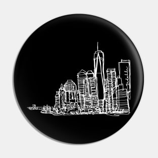 New York City Skyline (A Continuous Line Drawing in White Ink) Pin