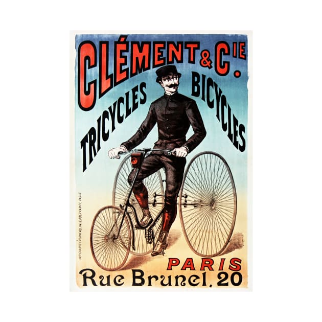 Clement Tricycles Bicycles Rue Brunel Paris Art Nouveau Vintage Advertisement by vintageposters