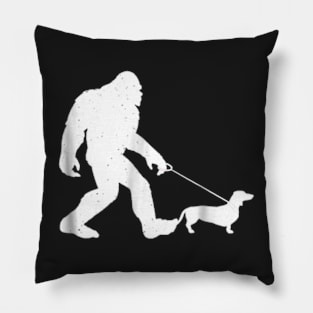 Bigfoot Walking Dachshund Shirt Funny Wiener Dog Gift Pillow