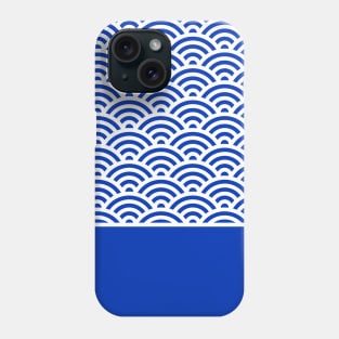 Dark Blue Seigaiha Wave Crest With Solid Panel Phone Case