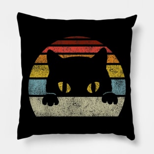 Vintage Black Cat Lover, Retro Style Cats Gift T-Shirt Pillow