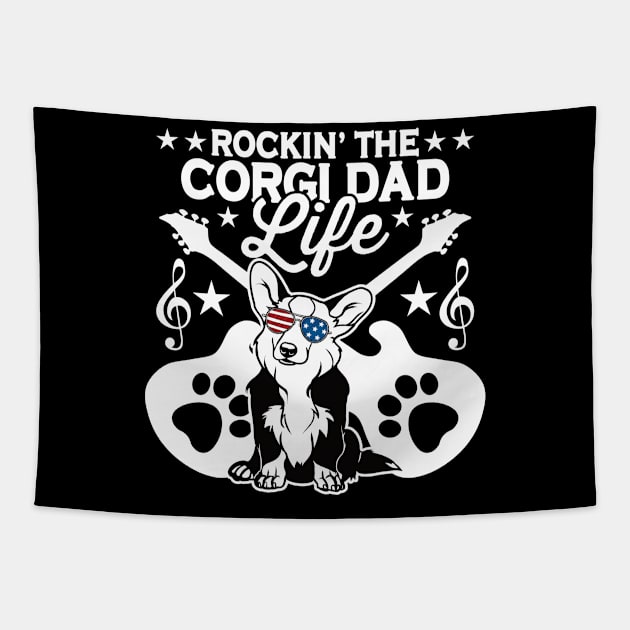 Rocking The Corgi Dad Life Dog Lover Tapestry by RadStar