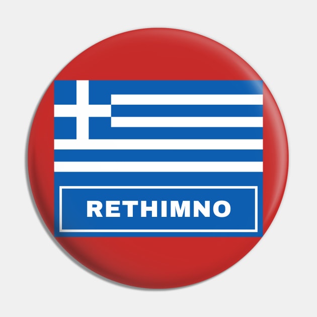 Rethimno City with Greek Flag Pin by aybe7elf