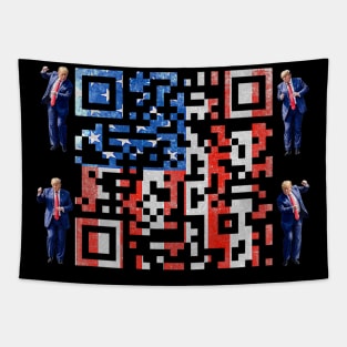 Funny Qr He's Back President Trump Code Tapestry