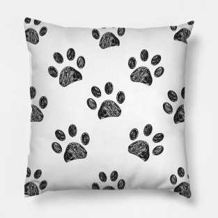 Black and white paw print Pillow