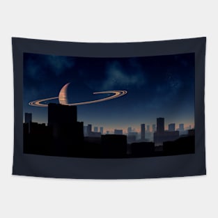 Titan City Skyline Tapestry