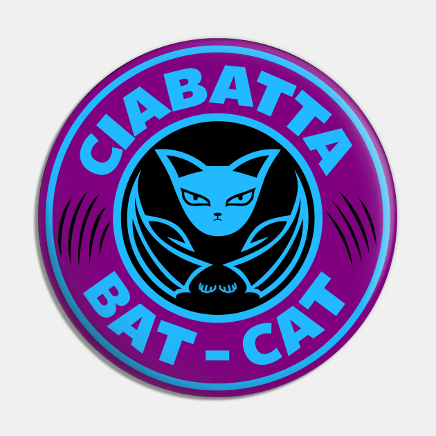 Ciabatta Bat-Cat Needs Coffee Pin by CiabattaBatCat