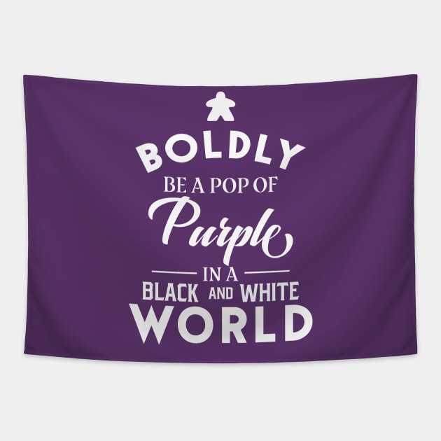 Purple Meeple Boldly Be A Pop of Color Board Games Meeples and Tabletop RPG Addict Tapestry by pixeptional