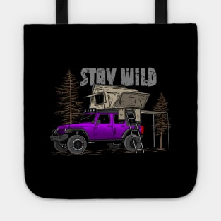 Stay Wild Jeep Camp - Adventure Purple Jeep Camp Stay Wild for Outdoor Jeep enthusiasts Tote