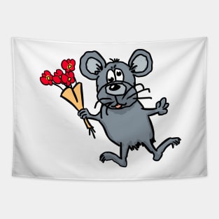 Mouse holding flowers Tapestry