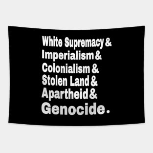 White Supremacy& Imperialism& Colonialism& Stolen Land& Apartheid& Genocide. - Front Tapestry