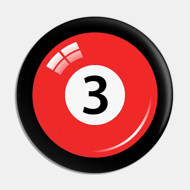 Number three 3 pool billiard ball Pin by Mhea