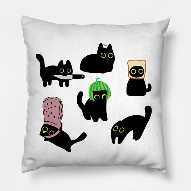 Funny Black Cats Memes Pillow by Halby