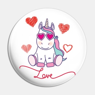 'Unicorn Love Hearts' Sweet Valentines Lovers Gift Pin