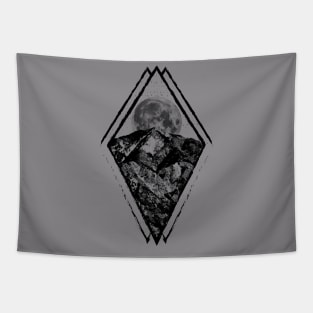 Mountain Moon Geometric Design by RAD! (Black) Tapestry