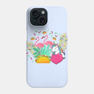 Flamingo And Tacos Face Mask, Tacos and unicorn face mask. Phone Case