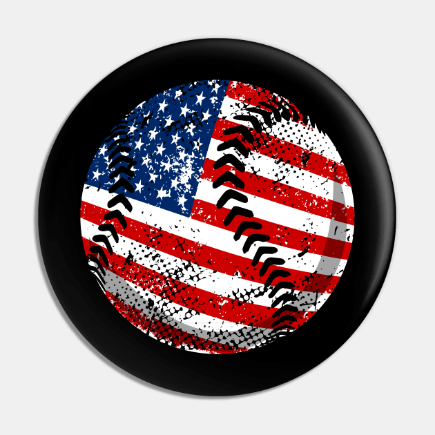 Baseball American Flag 4Th Of July Pin by schaefersialice