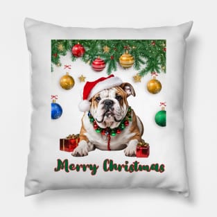 Santa English Bulldog Merry Christmas! Pillow